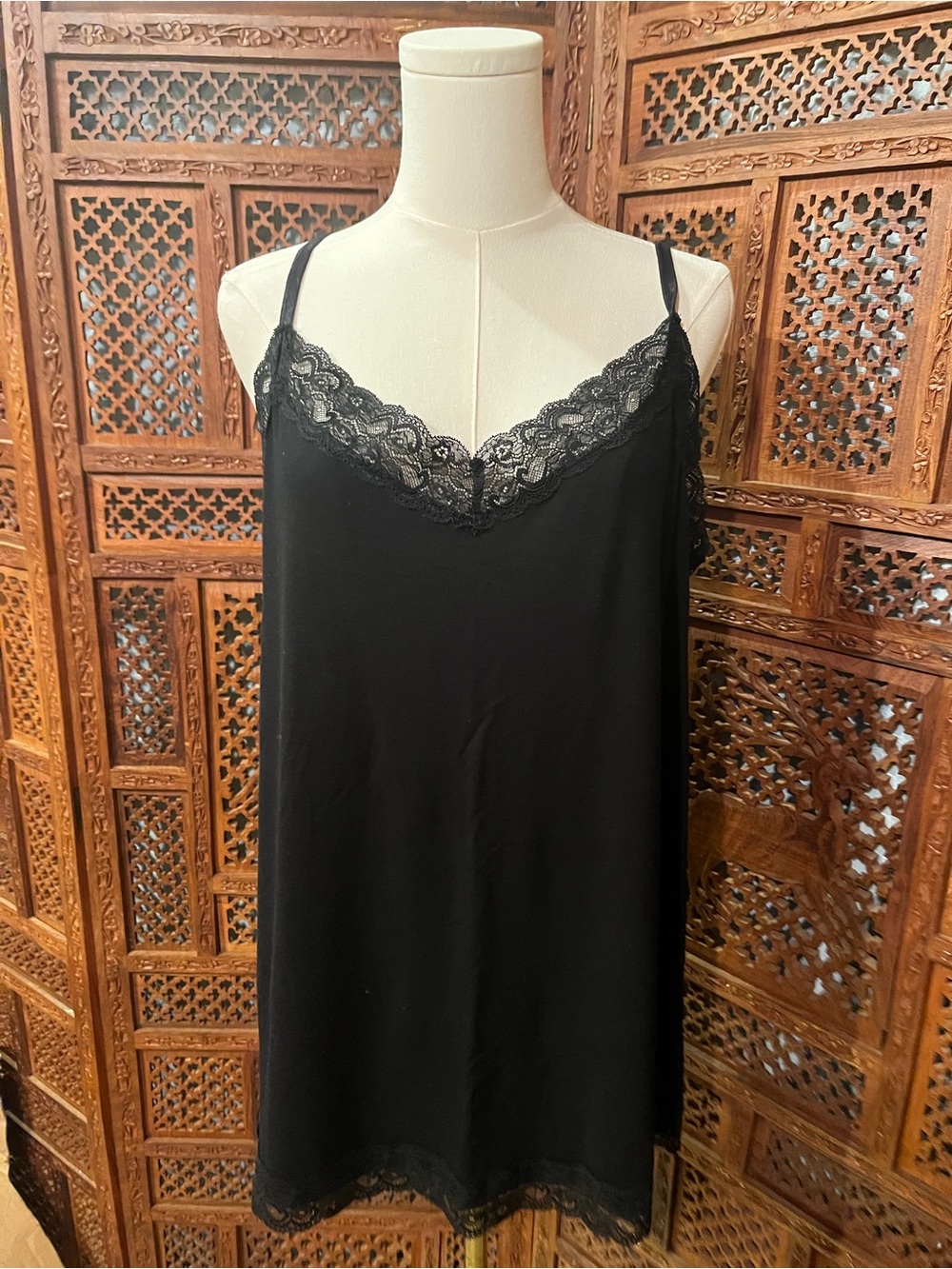Lane Bryant Black Lace-Trim Slip Dress